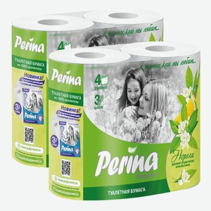 Бумага туалетная Perina Premium Нероли/Аромат цветков апельсина 3-сл., 4 шт