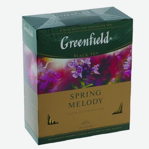 Чай черный GREENFIELD Spring Melody с чабрецом, 100 пакетиков*1,5 г