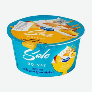Йогурт ЭКОМИЛК Solo Персик со вкусом крем-брюле, 130 г
