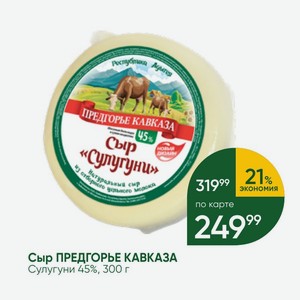 Сыр ПРЕДГОРЬЕ КАВКАЗА Сулугуни 45%, 300 г