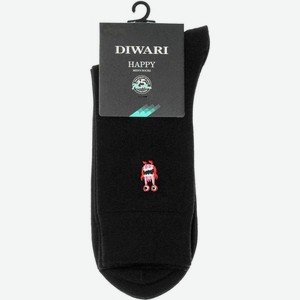 Носки мужские Diwari Happy с вышивкой Монстр цвет: чёрный/красный, 25 (39-40) р-р