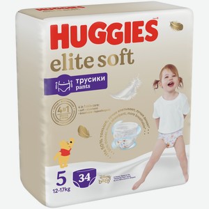 Трусики-подгузники Huggies Elite Soft р.5 12-17кг, 34шт