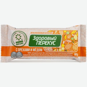 Батончик-мюсли Здоровый Перекус орехи-мёд, 60г