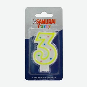 Свеча для торта Самурай цифра 3 Сисма к/у, 1 шт