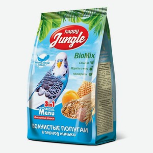Сухой корм для волнистых попугаев Happy Jungle при линьке 500 г