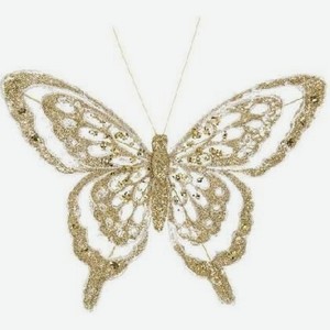 Новогоднее ёлочное украшение Бабочка в золоте арт.88915