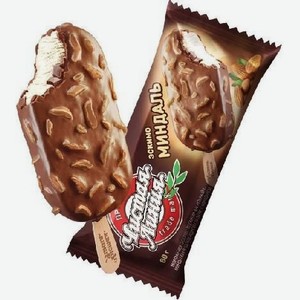 БЗМЖ Мороженое эскимо с миндалем ванильное в шоколадной глазури Чистая линия 80г