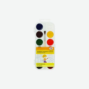 Акварельные краски Гамма Юный художник медовые с кистью 12 цветов в пластиковой упаковке