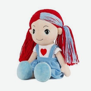 Кукла Стильняшка с голуб.прядью в сараф.с сердцем 40см