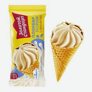 Мороженое Золотой стандарт пломбир новый Большой рожок 100г