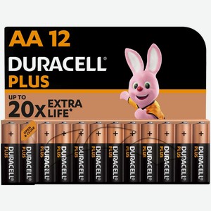 Батарейки Duracell Plus, АА, 12 шт (LR6-12BL PLUS)
