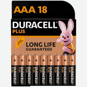 Батарейки Duracell Plus, ААА, 18 шт (LR03-18BL PLUS)