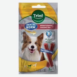 Лакомство для собак средних пород Triol Dental Norm Палочки жевательные с витаминами, 75 г