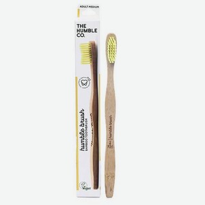 Зубная щетка для взрослых из бамбука желтая щетина средней жесткости