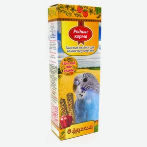 Лакомство для волнистых попугаев «Родные корма» палочки с вруктами, 2х45 г