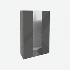 Распашной шкаф Манхеттен Графит Софт / Дуб Гамильтон С зеркалом Без дополнительных полок