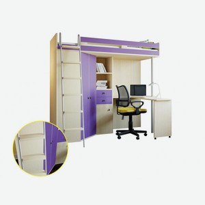 Кровать-чердак М-85 Дуб Молочный Фиолетовый