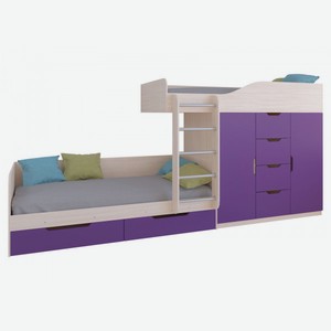 Двухъярусная кровать Астра 6 Дуб Молочный Фиолетовый
