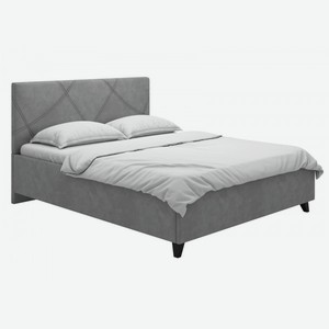 Двуспальная кровать Мариэль ПМ Серый, велюр 180х200 см