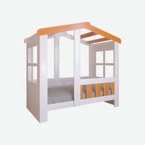 Детская кровать Астра Домик Белый / Оранжевый Без ящика