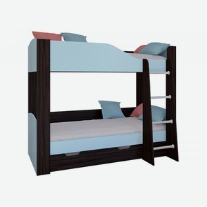 Двухъярусная кровать Астра 2 Венге / Голубой С ящиком