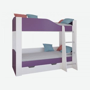 Двухъярусная кровать Астра 2 Белый / Фиолетовый С ящиком