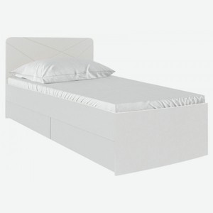 Кровать Абрис Белый глянец / Белый 80х200 см С ящиками Без ограничителя
