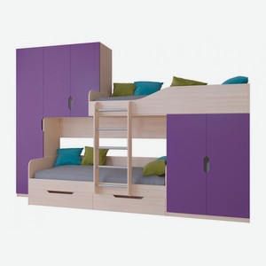 Кровать Лео Дуб Молочный / Фиолетовый
