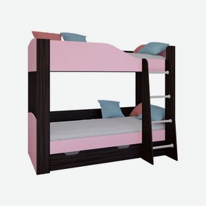 Двухъярусная кровать Астра 2 Венге / Розовый С ящиком