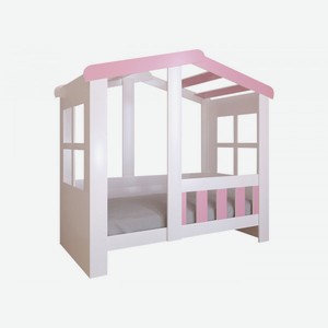 Детская кровать Астра Домик Белый / Розовый Без ящика