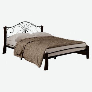 Кровать Сандра Лайт Черный, металл / Шоколад, массив 140х200 см