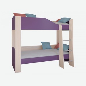 Двухъярусная кровать Астра 2 Дуб Молочный / Фиолетовый Без ящика