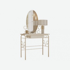 Туалетный столик с зеркалом Сандра Кремовый, металл / Белый, массив