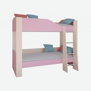Двухъярусная кровать Астра 2 Дуб Молочный / Розовый Без ящика
