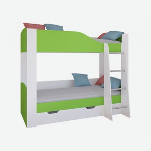 Двухъярусная кровать Астра 2 Белый / Салатовый С ящиком