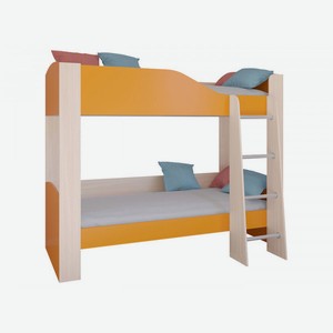 Двухъярусная кровать Астра 2 Дуб Молочный / Оранжевый Без ящика