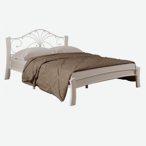 Кровать Сандра Лайт Кремовый, металл / Белый, массив 160х200 см