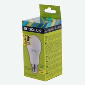 Лампа светодиодная ERGOLUX, E27, 17 Вт, 3000К, 180-240 В, груша