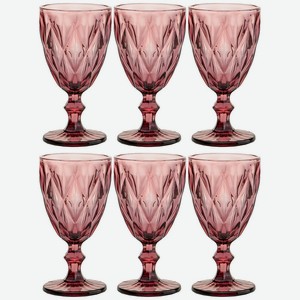 Набор бокалов для вина Ромбо розовый, 6 шт, 320 мл, стекло