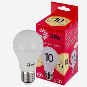 Лампа светодиодная ЭРА LED, 10Вт, Е27, груша, матовая, теплый свет