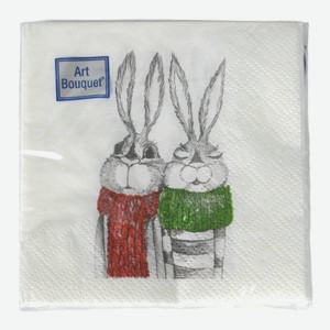 Салфетки бумажные Art Bouguet Кролики, 2-сл, 20 см, 30 шт