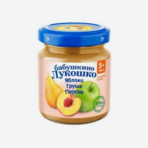 Пюре Бабушкино Лукошко Яблоко, груша, персик без сахара 100 г