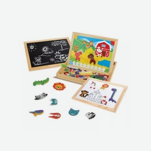 Бизи-чемоданчик Mapacha Животные: доска для рисования, меловая, фигурки на магнитах, 2 игр.фона