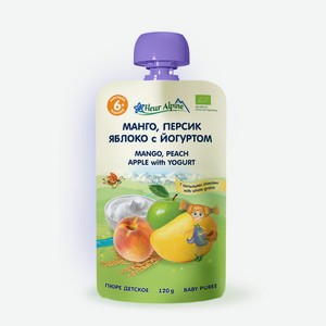 Пюре Органик Флёр Альпин манго/персик/яблоко/йогурт 6мес 120г