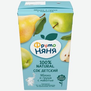 Сок ФрутоНяня яблочно-грушевый без сахара, 500мл