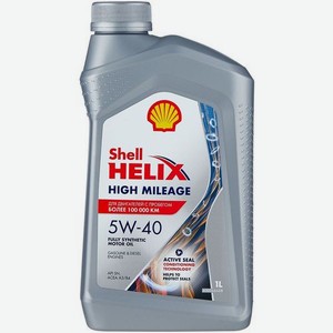 Моторное масло SHELL Helix High Milleage, 5W-40, 1л, синтетическое [550050426]