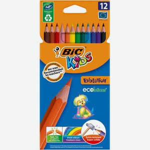 Карандаши цветные Bic Kids Evolution ударопрочные, 12 цветов