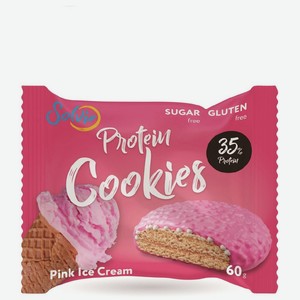 Печенье <Protein cookies> протеин Розовое мороженое с йогуртовой глазурью б/сах 60г Россия