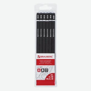 Набор чернографитных карандашей Brauberg Line 2H-2B, 6 шт (180650)