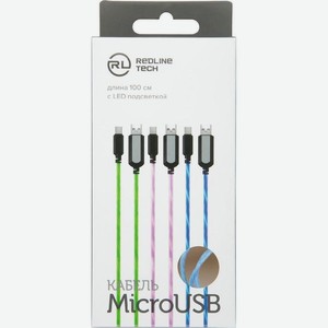Дата-кабель РЭД ЛАЙН LED USB-micro USB в асс.